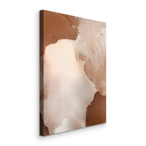 Canvas Gestructureerde verfstrepen in tinten bruin en beige