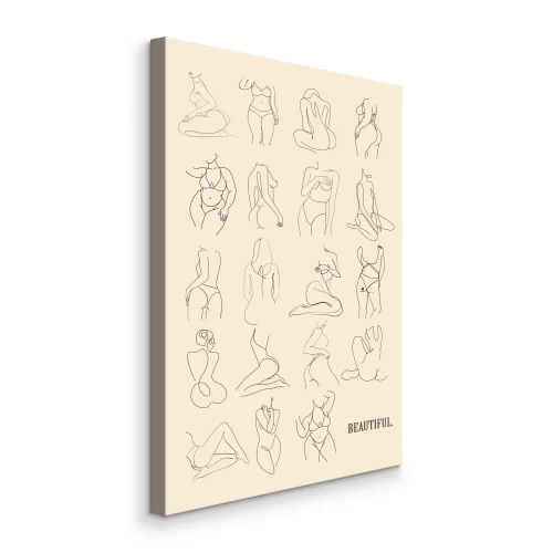 Canvas Cartoonsilhouetten van vrouwen in een minimalistische stijl