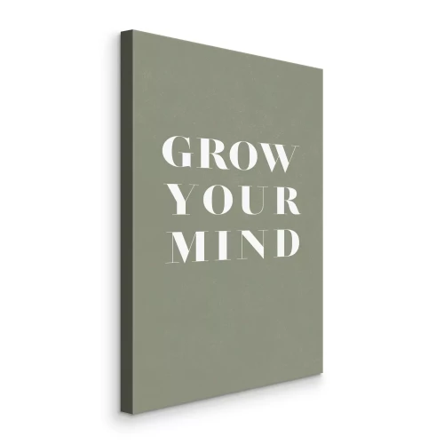 Canvas Het opschrift &#39;Laat je geest groeien&#39; op een grijze achtergrond