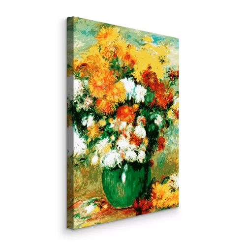 Canvas Een vaas met kleurrijke bloemen in schilderachtige stijl