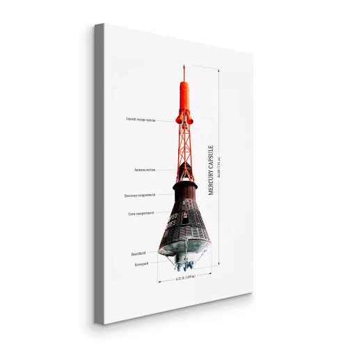 Canvas Technische tekening van de bemanningscapsule van het Mercury-programma