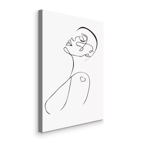 Canvas Portret van een vrouw getekend met één lijn