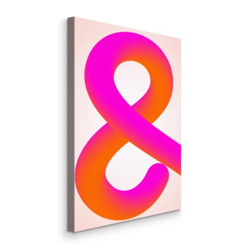 Canvas Roze en oranje ampersand op een lichte achtergrond