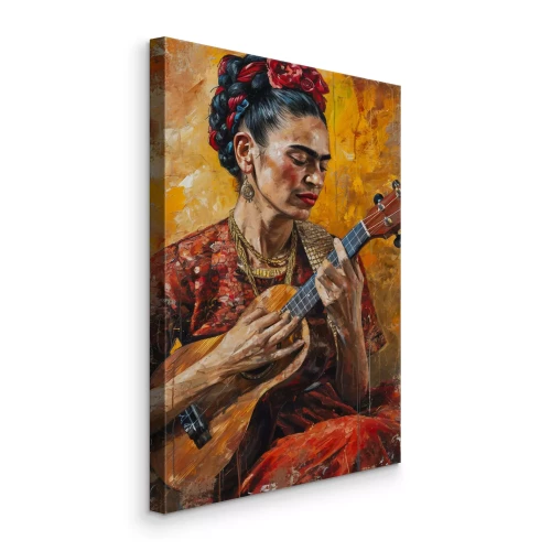 Canvas Frida Kahlo speelt de ukelele
