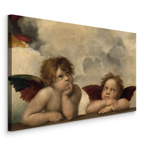 Canvas Engelen uit Rafaëls schilderij van de Sixtijnse Madonna