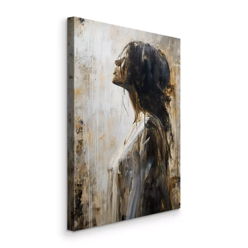 Canvas Een nostalgische vrouw in een artistieke benadering