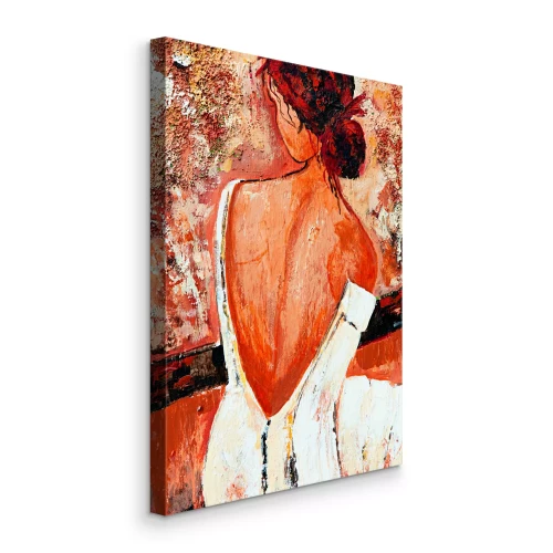 Canvas Een schilderachtige opname van een jonge vrouw in een witte jurk