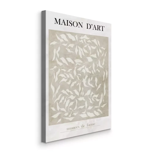 Canvas Bladeren op een beige achtergrond in Scandinavische stijl