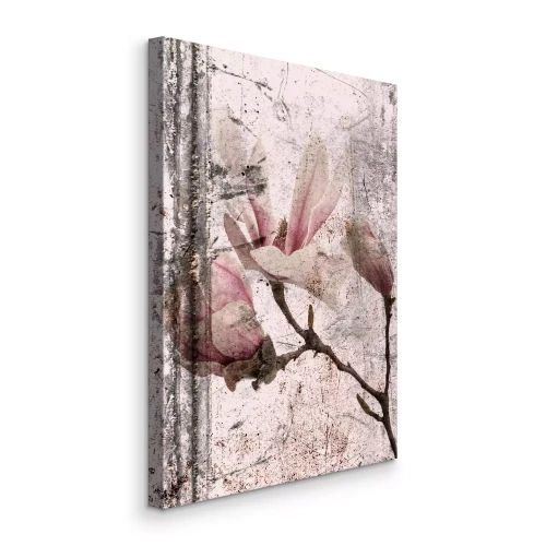 Canvas Delicate magnoliabloemen op een verouderd oppervlak