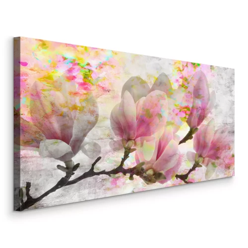 Canvas Aquarel magnolia tak in een pastel compositie