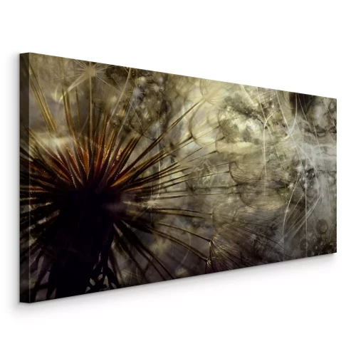 Canvas Paardenbloem in donkere tinten bruin en grijs