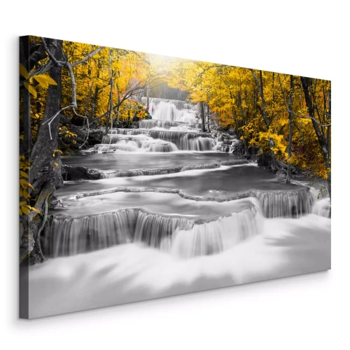 Canvas Cascading River in de herfst