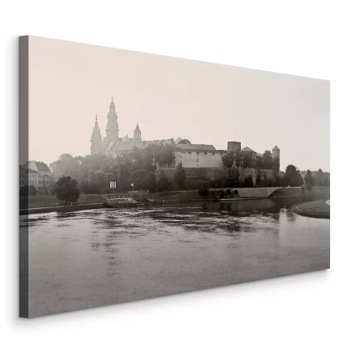 Canvas De rivier de Wisla bij het Wawelkasteel in Krakau