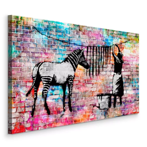 Canvas Banksy zebra wash reproductie