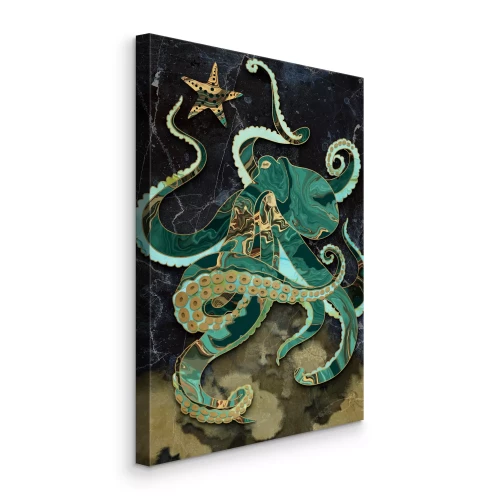 Canvas Groene gemarmerde octopus