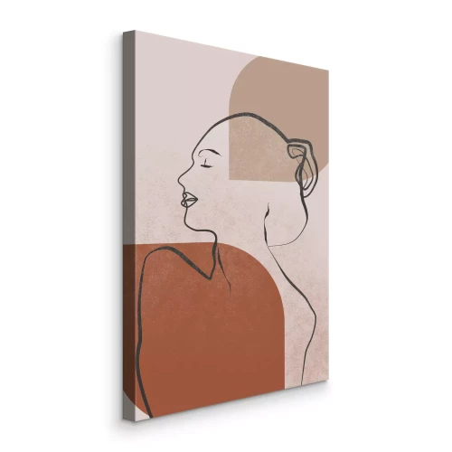 Canvas Lineair profiel van een vrouw met geometrische vormen