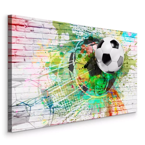 Canvas Voetbalmuurkunst met kleurrijke verf