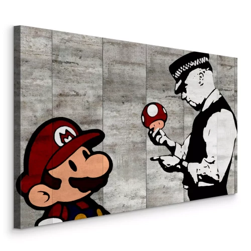 Canvas Mario en de politieagent Banksy