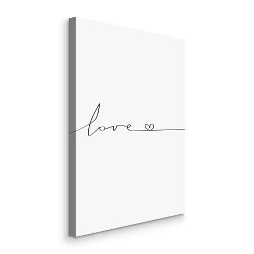 Canvas Minimalistisch hart met inscriptie