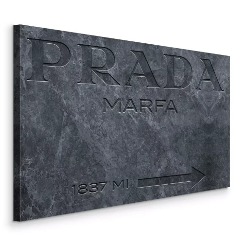 Canvas Een steen met het opschrift Prada
