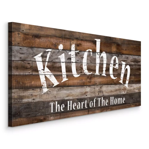 Canvas Opschrift over de keuken op een houten achtergrond