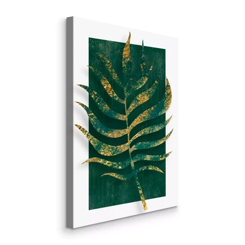 Canvas Blad op een groene achtergrond in Scandinavische stijl