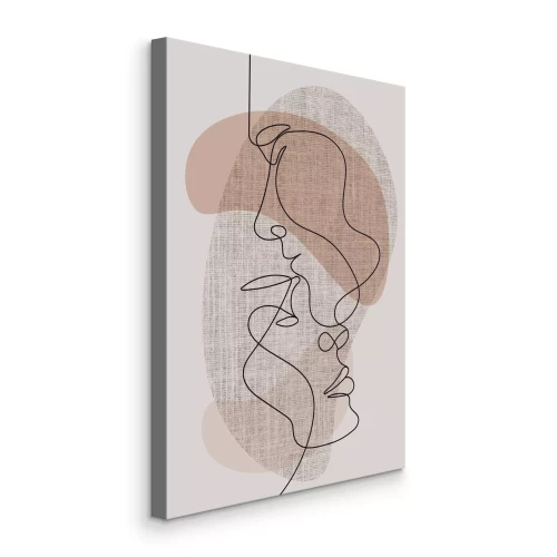 Canvas Abstracte gezichten in één omtrek