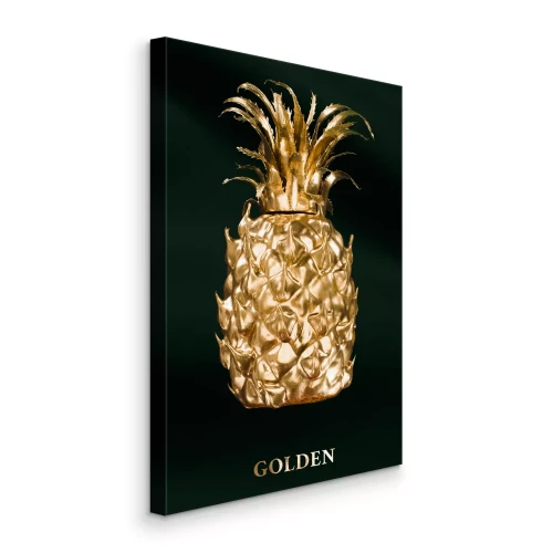 Canvas Gouden ananas op een donkere achtergrond