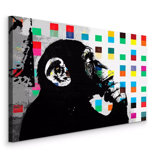Canvas De Denker Aap Banksy reproductie