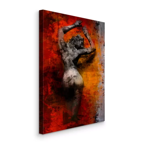 Canvas Een expressief beeld van een vrouwenfiguur in tinten rood
