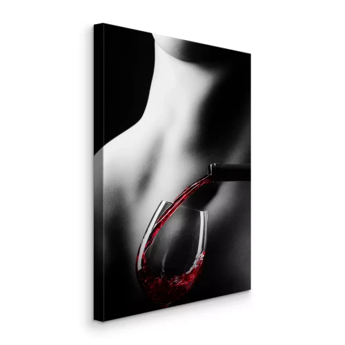 Canvas Naakt vrouwelijk lichaam en een glas