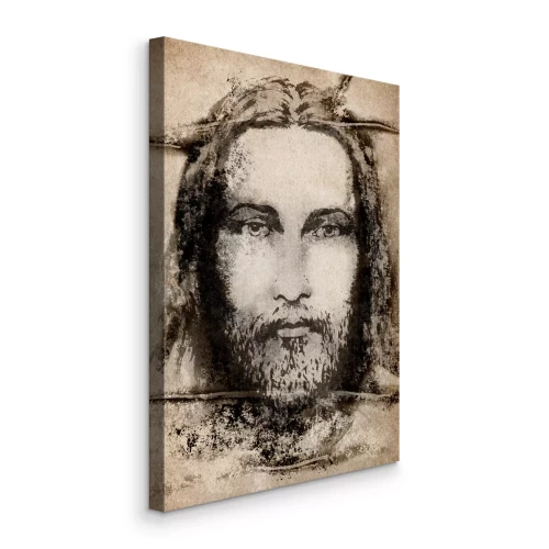 Canvas Het gezicht van Jezus op de lijkwade van Turijn in sepia