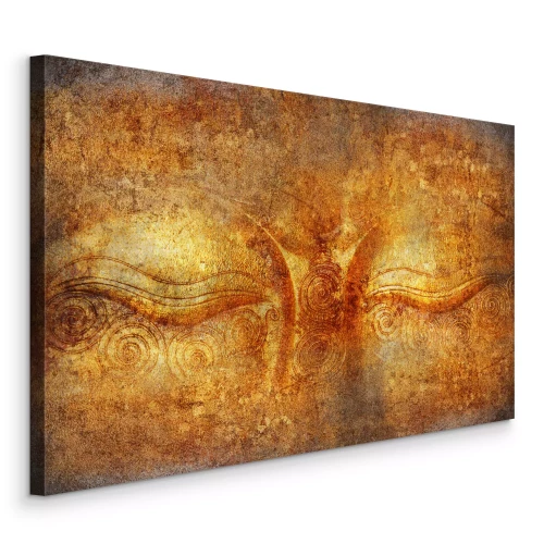 Canvas Gestructureerd gouden Boeddhagezicht met details