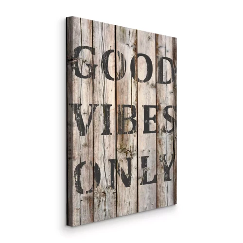 Canvas Positieve energie tegen de achtergrond van houten planken