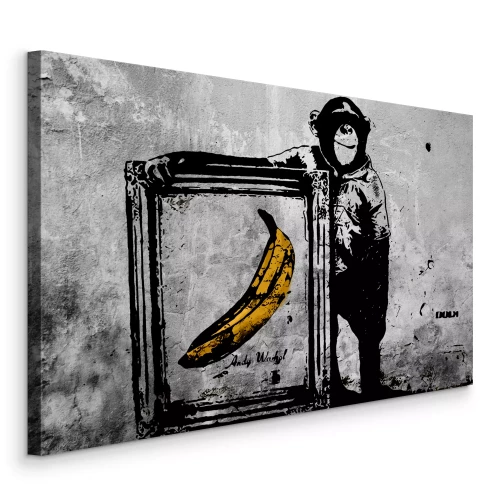 Canvas Aap met banaan van Warhol Banksy