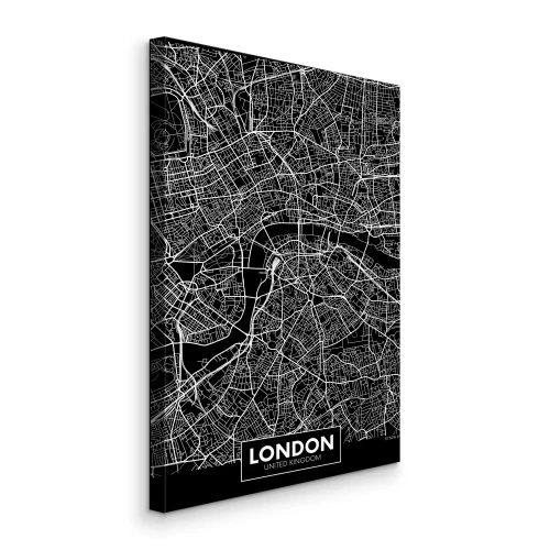 Canvas Zwart-witte stadskaart