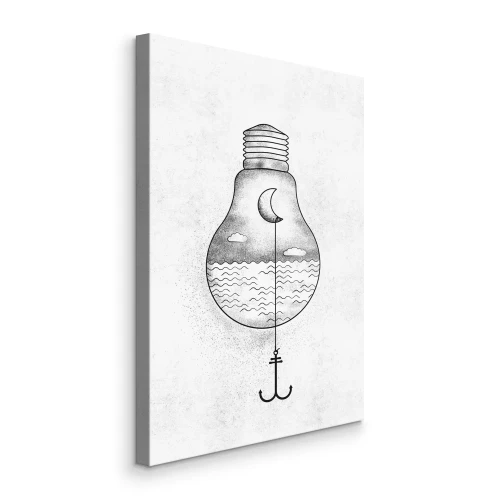 Canvas Abstracte gloeilamp met anker en maan