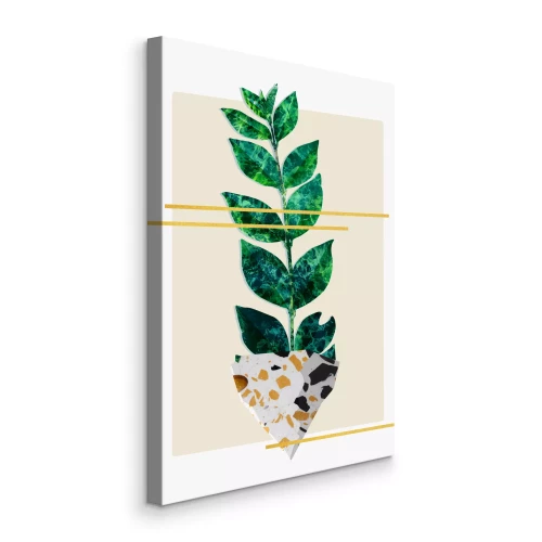 Canvas Blad met geometrische vormen en lijnen