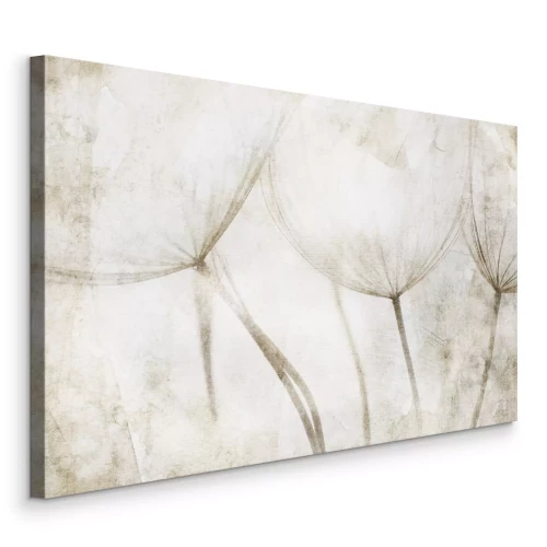 Canvas Heldere contouren van paardenbloemen op een oude achtergrond