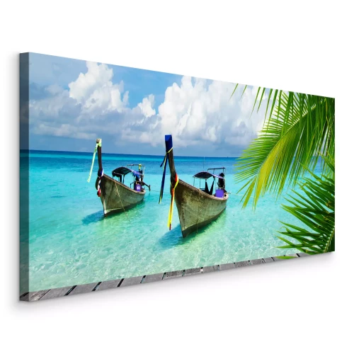 Canvas Thaise boten op een tropische kust