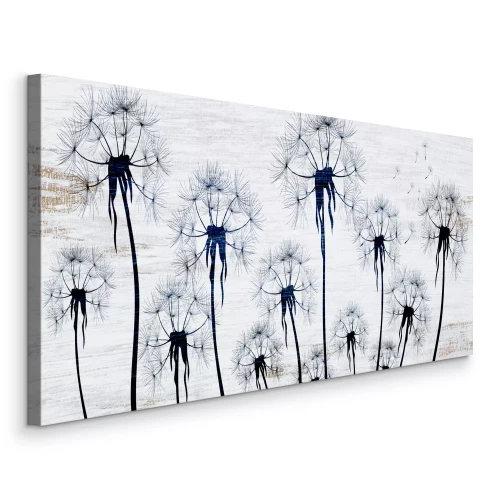 Canvas Decoratief patroon met paardenbloemen in grijstinten