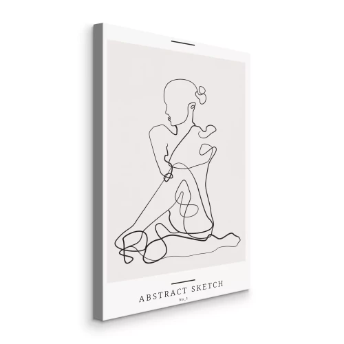 Canvas Silhouet van een vrouw in lijntekeningenstijl