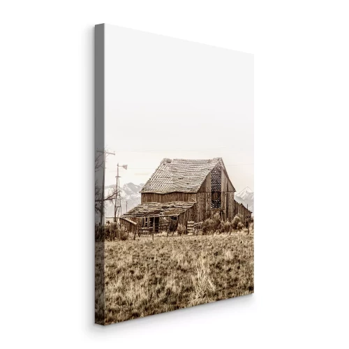 Canvas Verlaten houten schuur midden in de wildernis