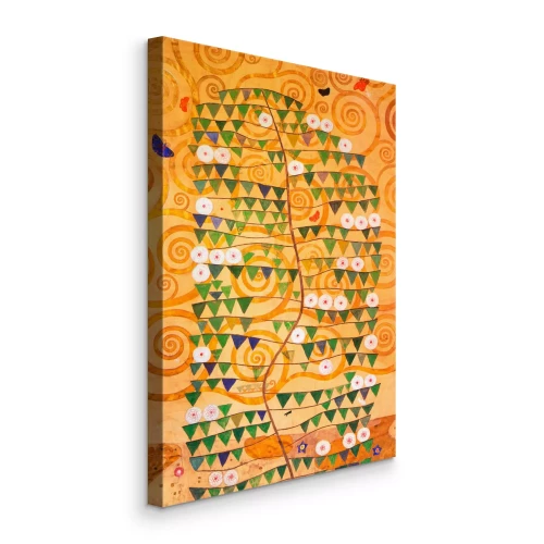 Canvas Een modern patroon met een boom op een oranje achtergrond