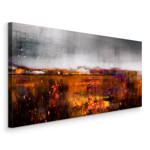 Canvas Een veld in warme kleuren in een artistieke stijl