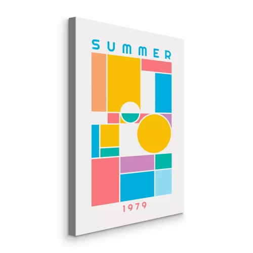 Canvas Kleurrijk geometrisch motief met opschrift