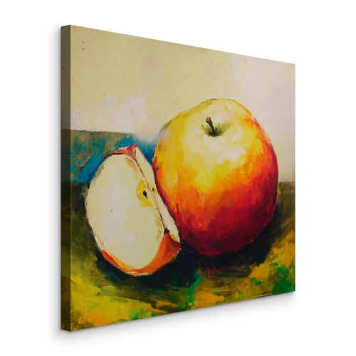 Canvas Een appel in warme kleuren in een schilderachtige stijl