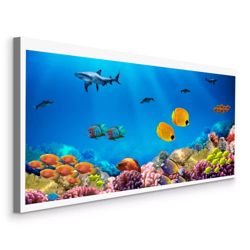 Canvas Kleurrijke vissen in de oceaan met een rif