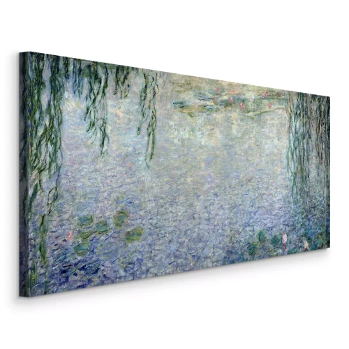 Canvas Delicate weerspiegelingen van waterlelies met treurwilgen