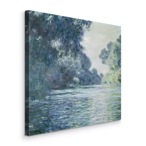 Canvas Een kalme rivierstroom omgeven door weelderige vegetatie